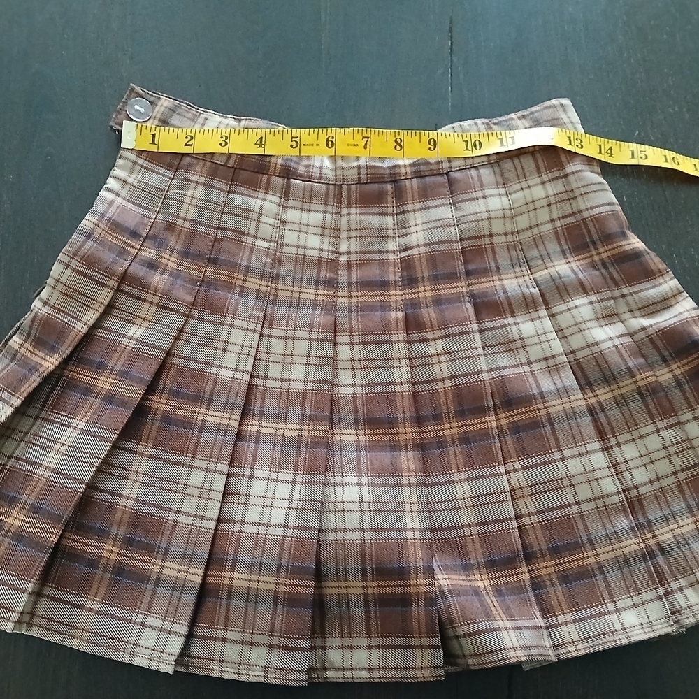 Vintage Plaid Pleated Mini Skirt/Skort Brown Size:Small Women's - Picture 4 of 7